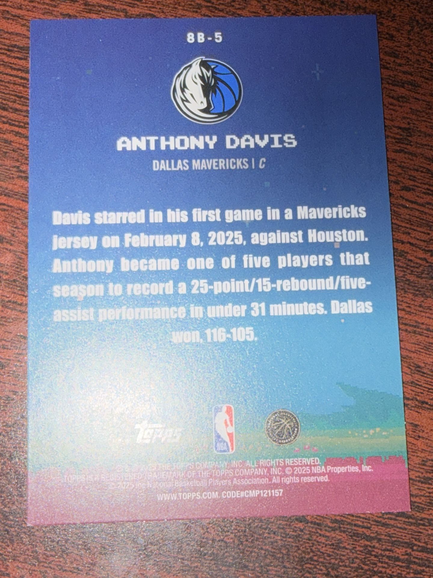 Anthony Davis 8-Bit Ballers 🔥 Serial #007/150 Mavericks - photo 2