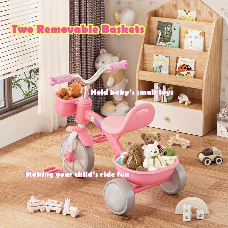 Topunny Unicorn Toddler Tricycle Pink Light-Up Wheels Adjustable - photo 2