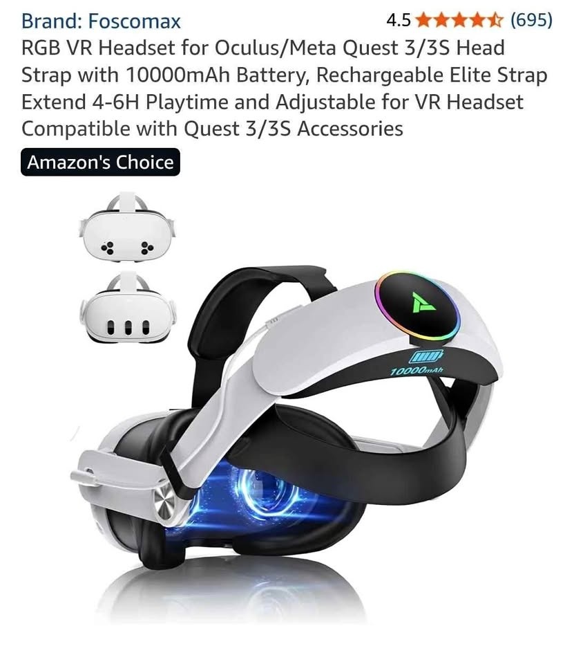 Meta Quest 3/3S Head Strap with 10000mAh Battery