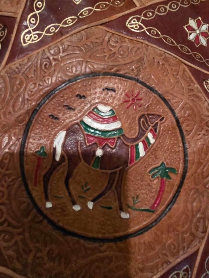 Moroccan Leather Pouf Ottoman Camel Design - photo 3