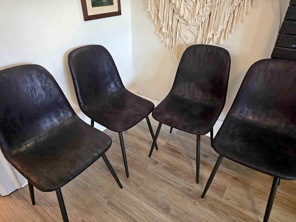 4 Black Faux Leather Dining Chairs