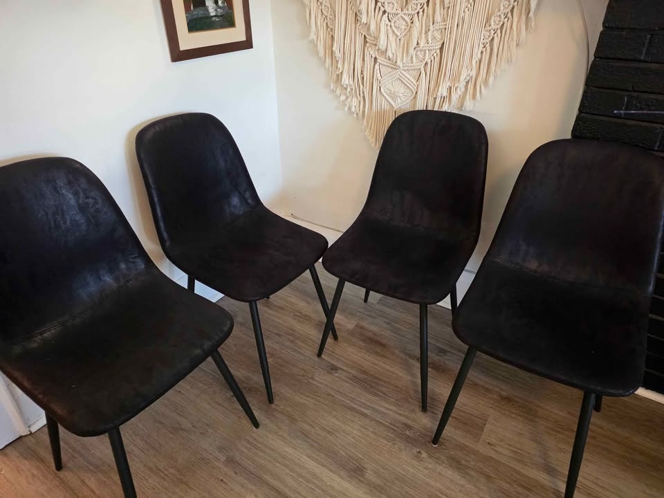 4 Black Faux Leather Dining Chairs - photo 2