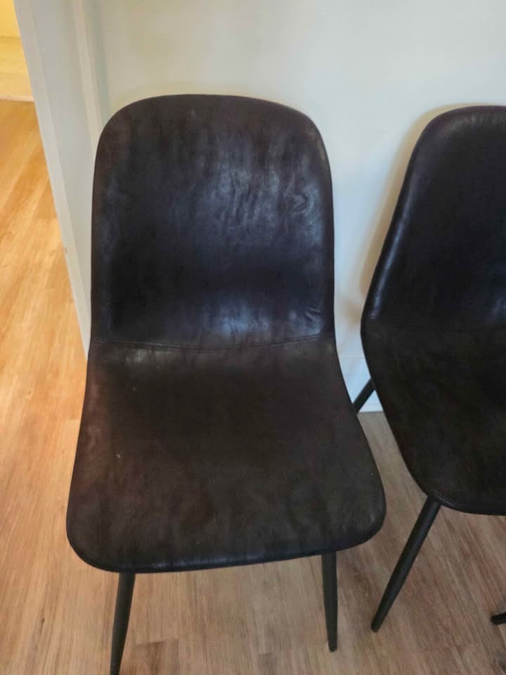 4 Black Faux Leather Dining Chairs - photo 3