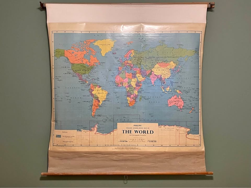 Vintage School Map 45"x46"