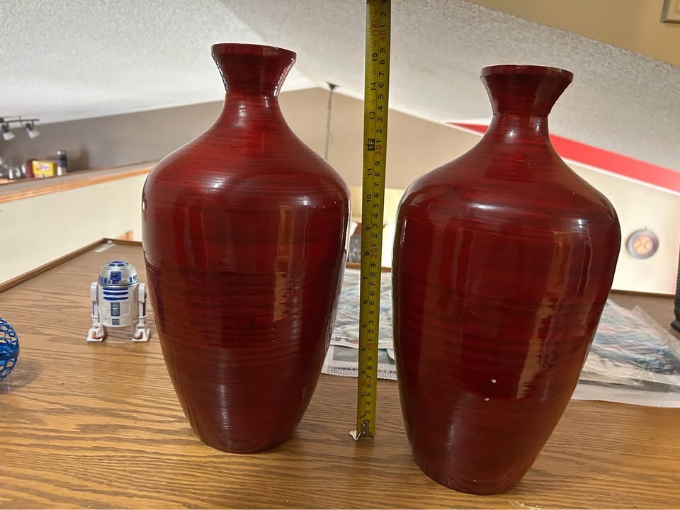 Red Bamboo Made Vases - photo 2
