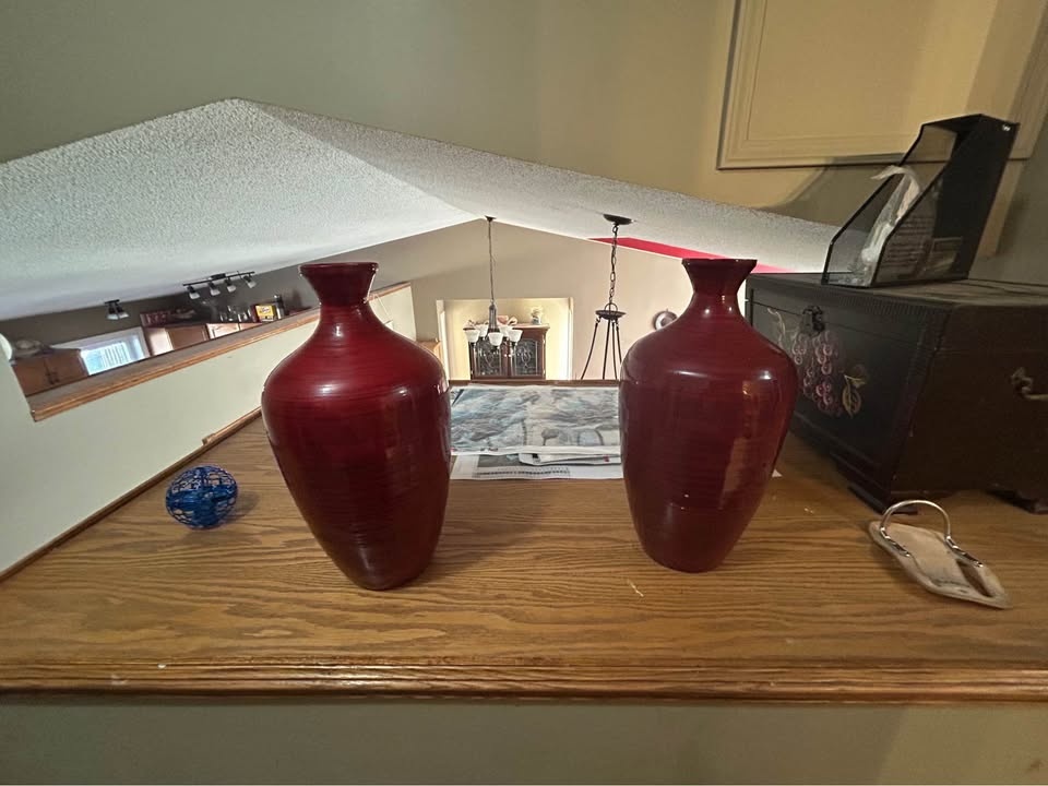 Red Bamboo Made Vases - photo 3