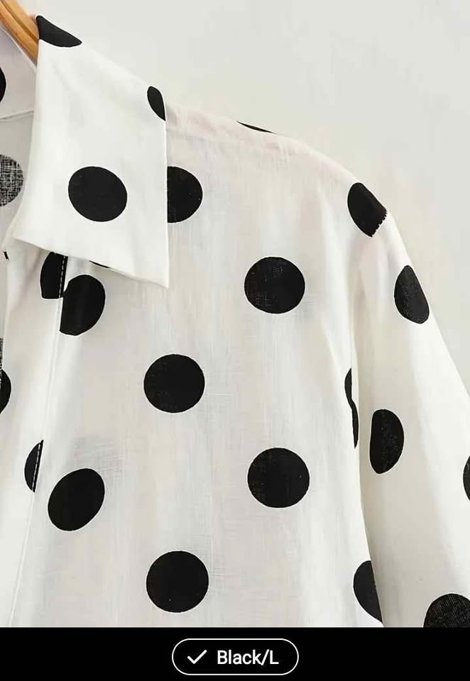 Women's Casual Loose-Fit Long Sleeve Shirt - Polka Dots - photo 3