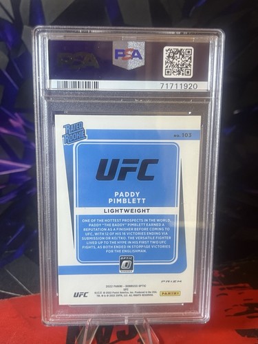2022 Donruss Optic UFC Paddy Pimblett Rated Rookie Holo PSA 9 - photo 3
