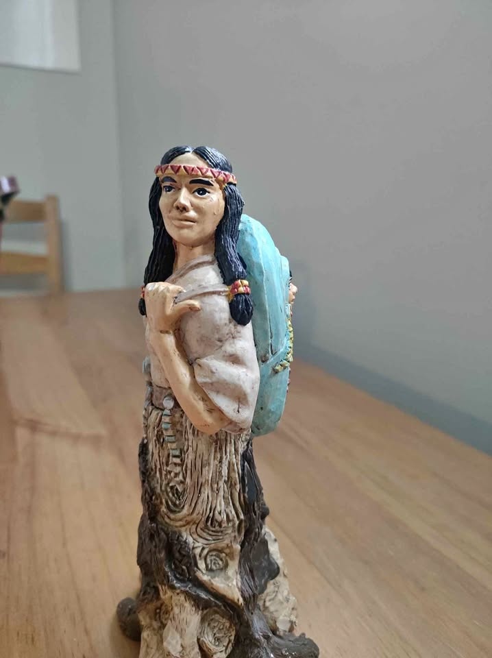 Vintage Native American Woman and Baby Chalkware Statue