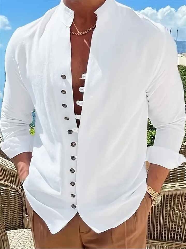 XXL Size white Linen shirt for Men - photo 2