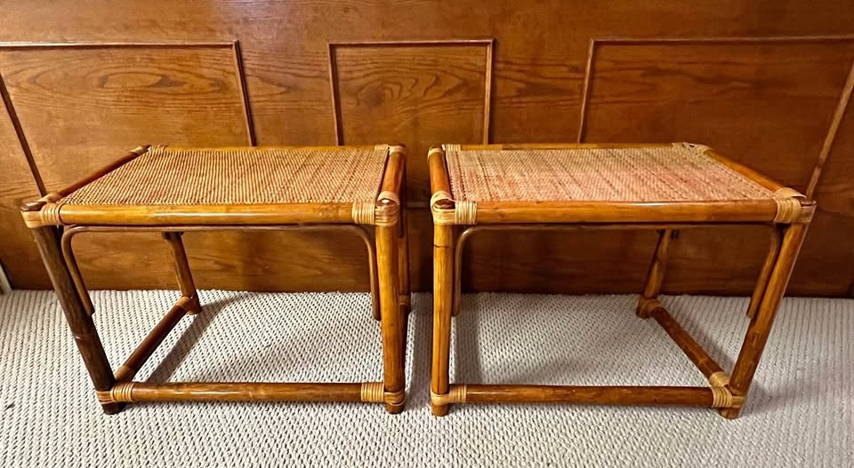 Vintage Rattan & Bamboo Side Tables