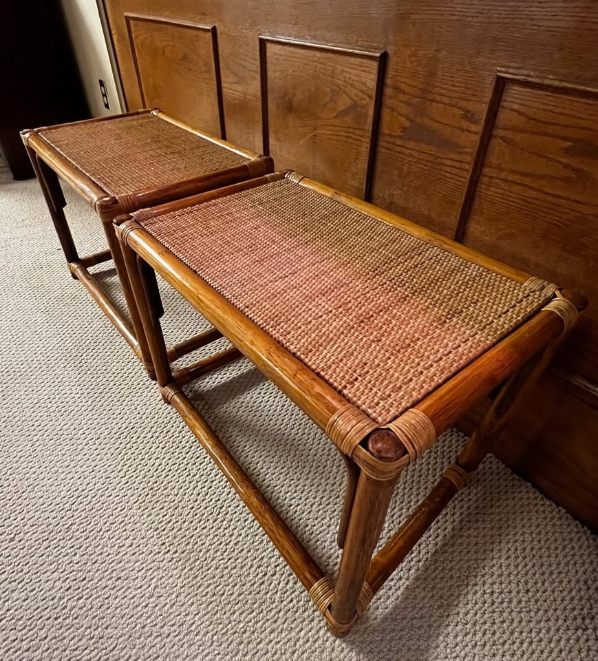 Vintage Rattan & Bamboo Side Tables - photo 3