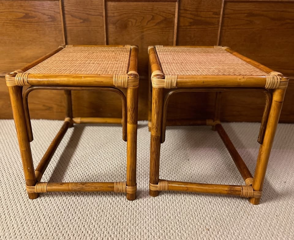 Vintage Rattan & Bamboo Side Tables - photo 4