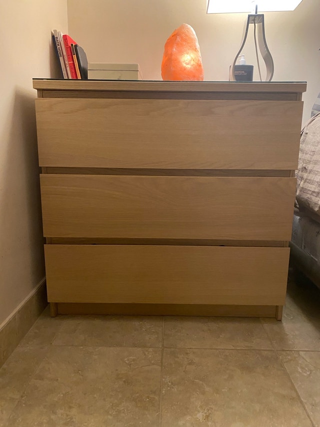Pair of IKEA STORKLINTA Dressers – Glass Top