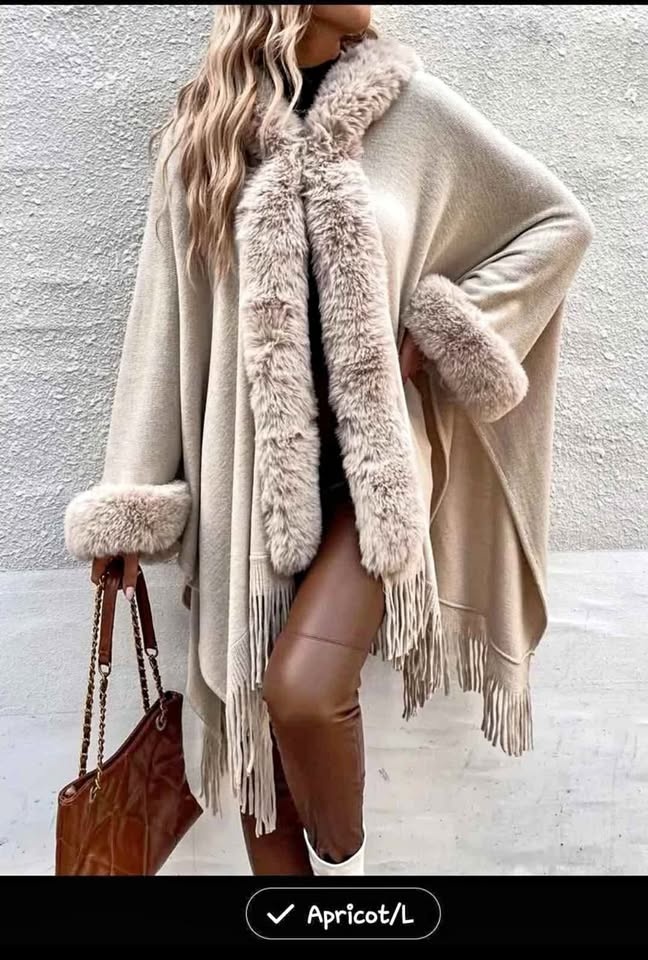 Faux Fur Collar Cape Coat