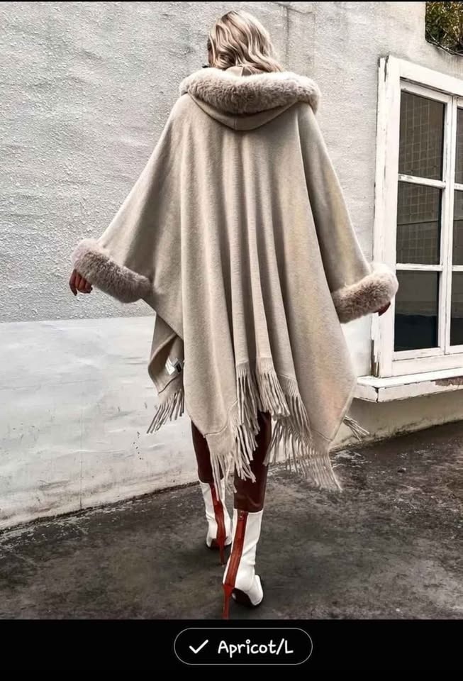 Faux Fur Collar Cape Coat - photo 2