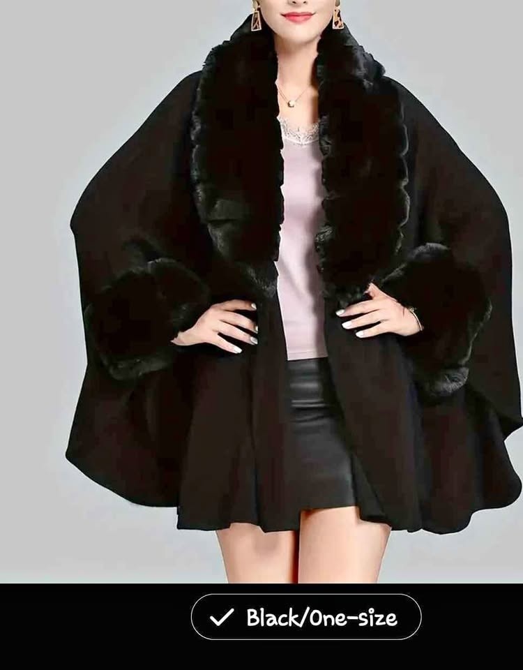 Batwing Sleeves & Luxe Faux Fur Trim Cape