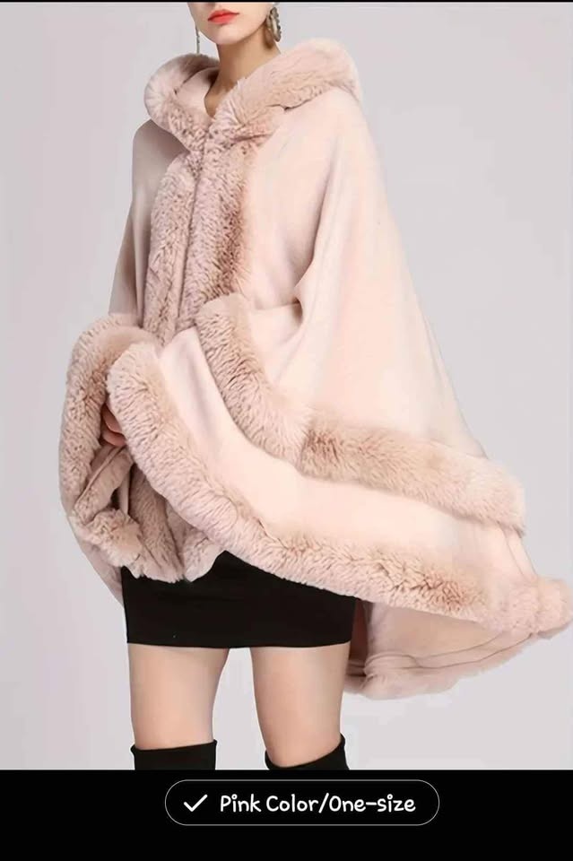 Faux Fur Trim Cape - photo 2