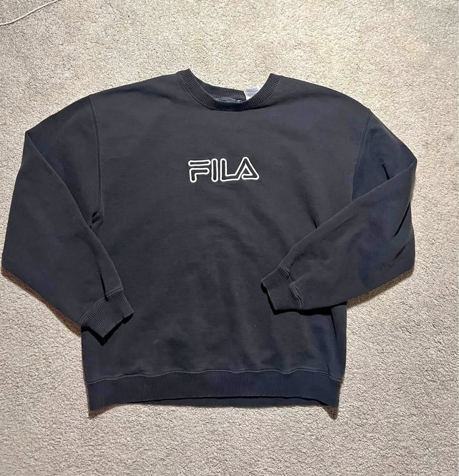 Vintage FILA Size L Sweatshirt – 90s Black Crewneck Pullover