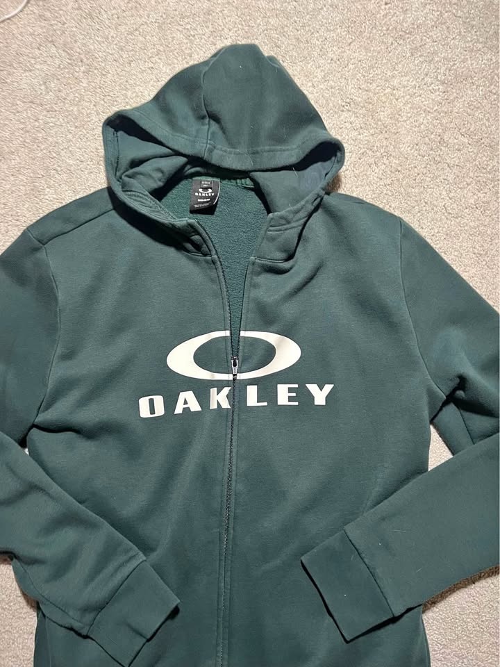 Vintage Oakley Green Zip Up Hoodie