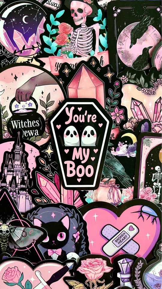 Pack of 50 Black Pink Goth Queen Stickers - photo 3