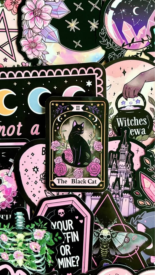 Pack of 50 Black Pink Goth Queen Stickers - photo 4