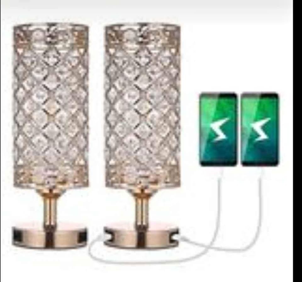 NEW Silver Modern Crystal Table Lamp (1 Lamp)