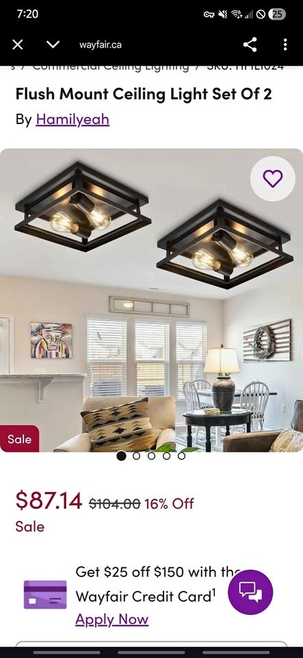 Farmhouse Flush Mount Ceiling Light Fixture — 2 Pack (Brand New)