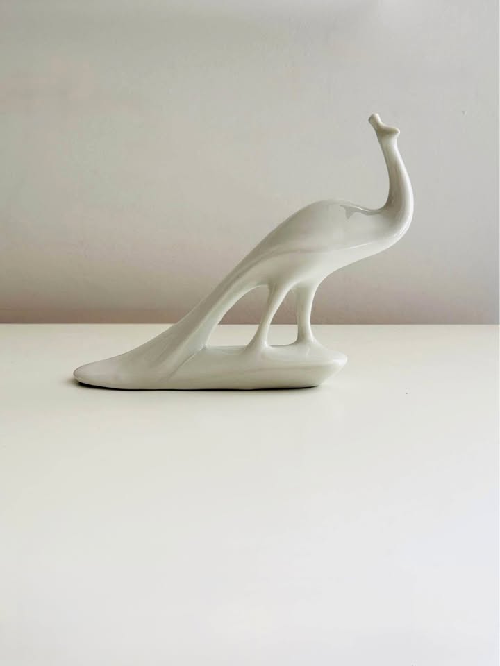 Vintage Mid-Century Modern Italian Porcelain Peacock