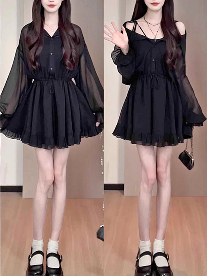 Versatile Black Sheer Dress