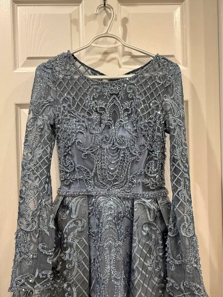 Formal Dusty Blue Gown - Petite Fit