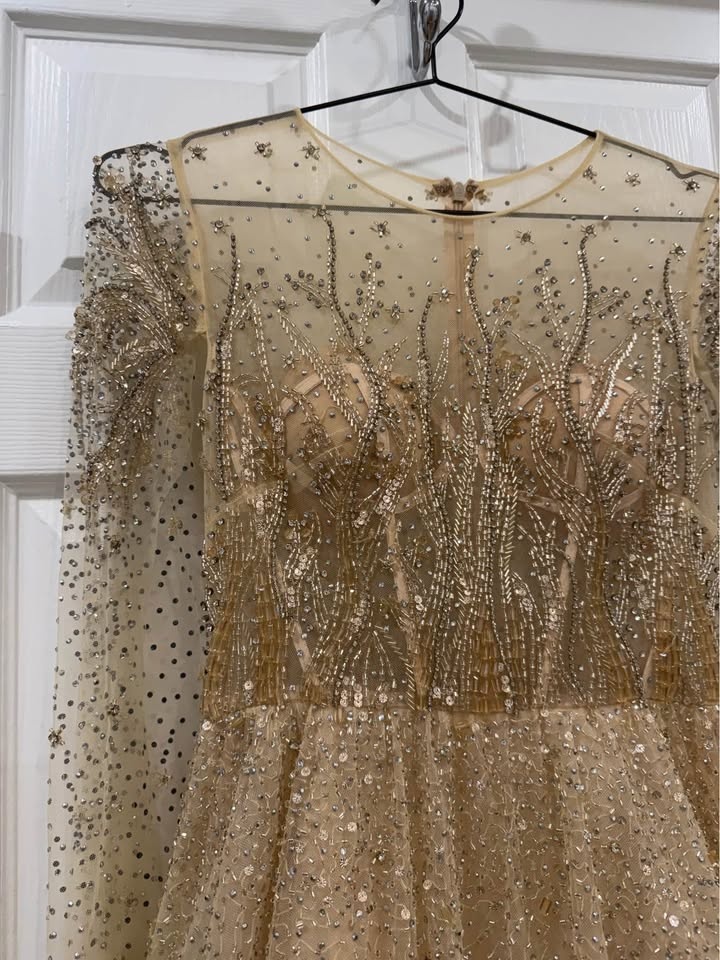 Dazzling Gold Shimmer Evening Gown - Full Sequin Embellishment - photo 2