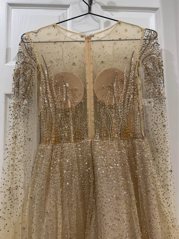 Dazzling Gold Shimmer Evening Gown - Full Sequin Embellishment - photo 5