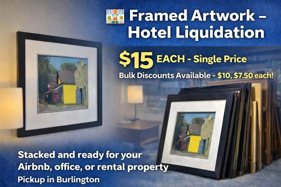 Framed Hotel Artwork – $15 Each | Bulk Discounts