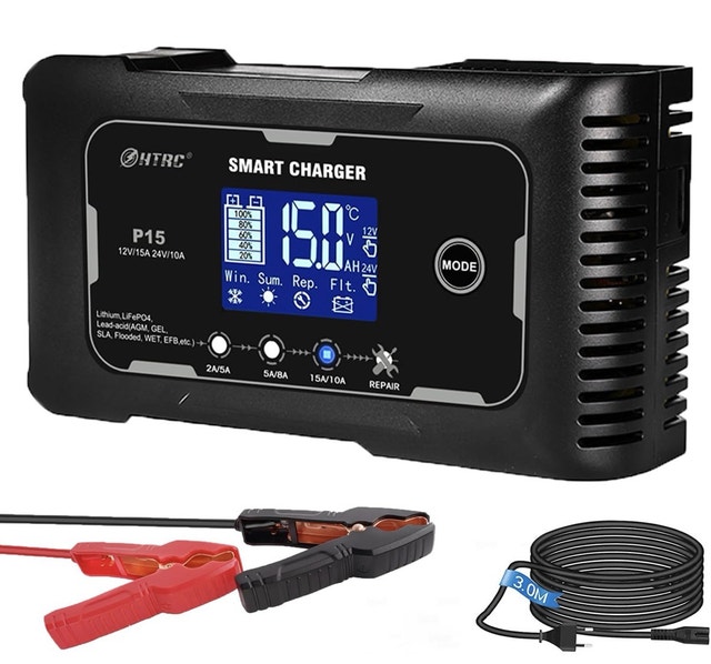 SolaMr 12V/24V Smart Battery Charger 15A