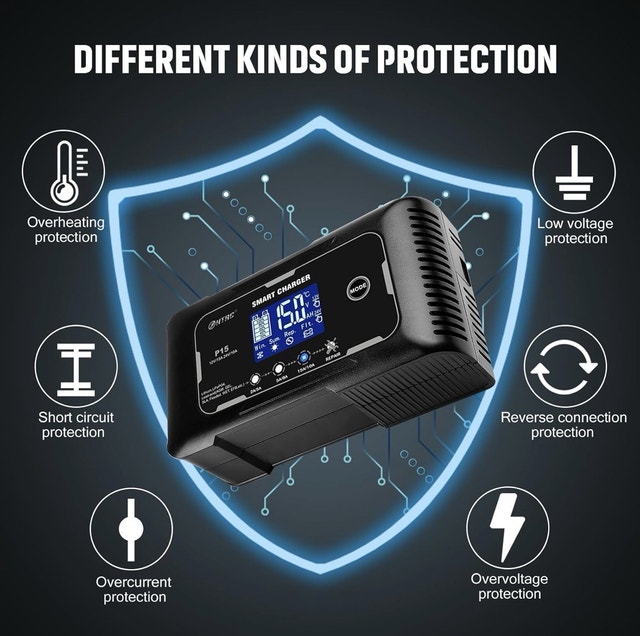 SolaMr 12V/24V Smart Battery Charger 15A - photo 3