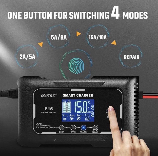 SolaMr 12V/24V Smart Battery Charger 15A - photo 4