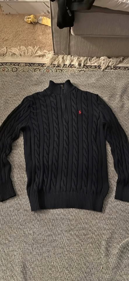 Polo Ralph Lauren Navy Wool Cashmere Quarter Zip Sweater