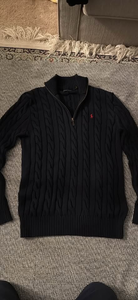 Polo Ralph Lauren Navy Wool Cashmere Quarter Zip Sweater - photo 2