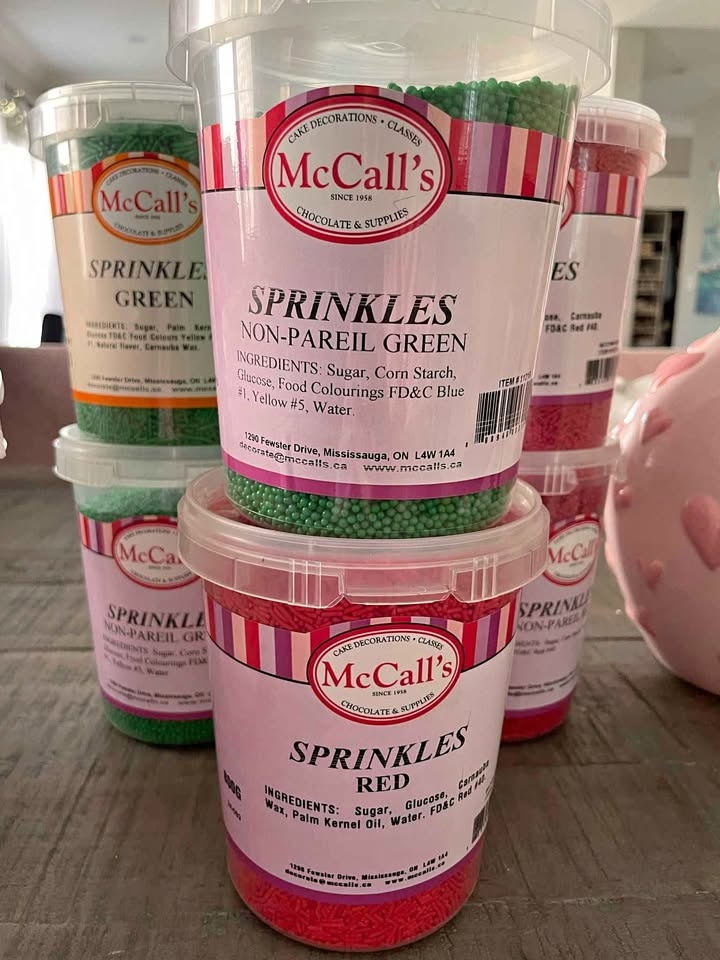Brand New McCall's Red & Green Sprinkles Tubs