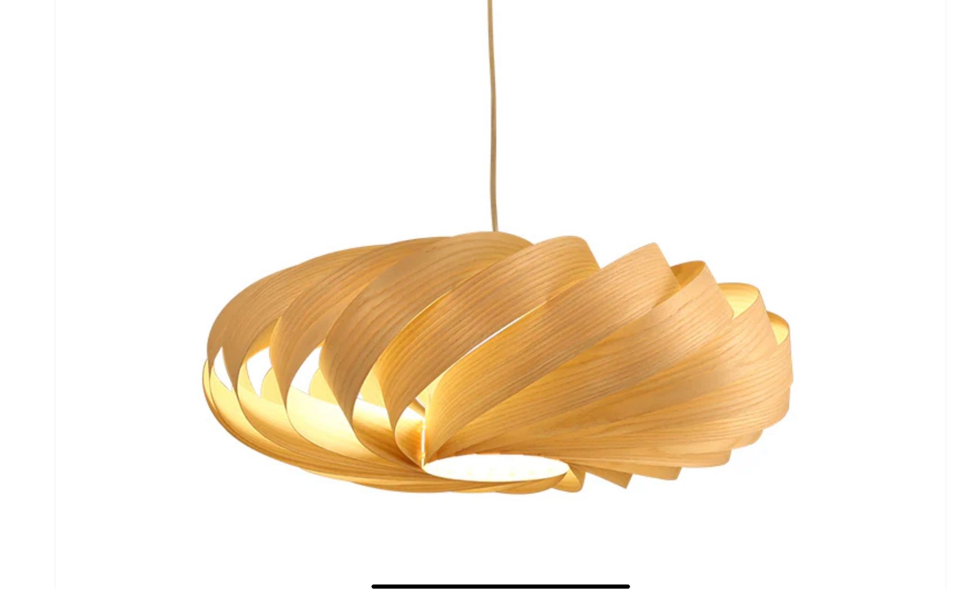 Clear Halo Swirl Wood Pendant (New, never used)