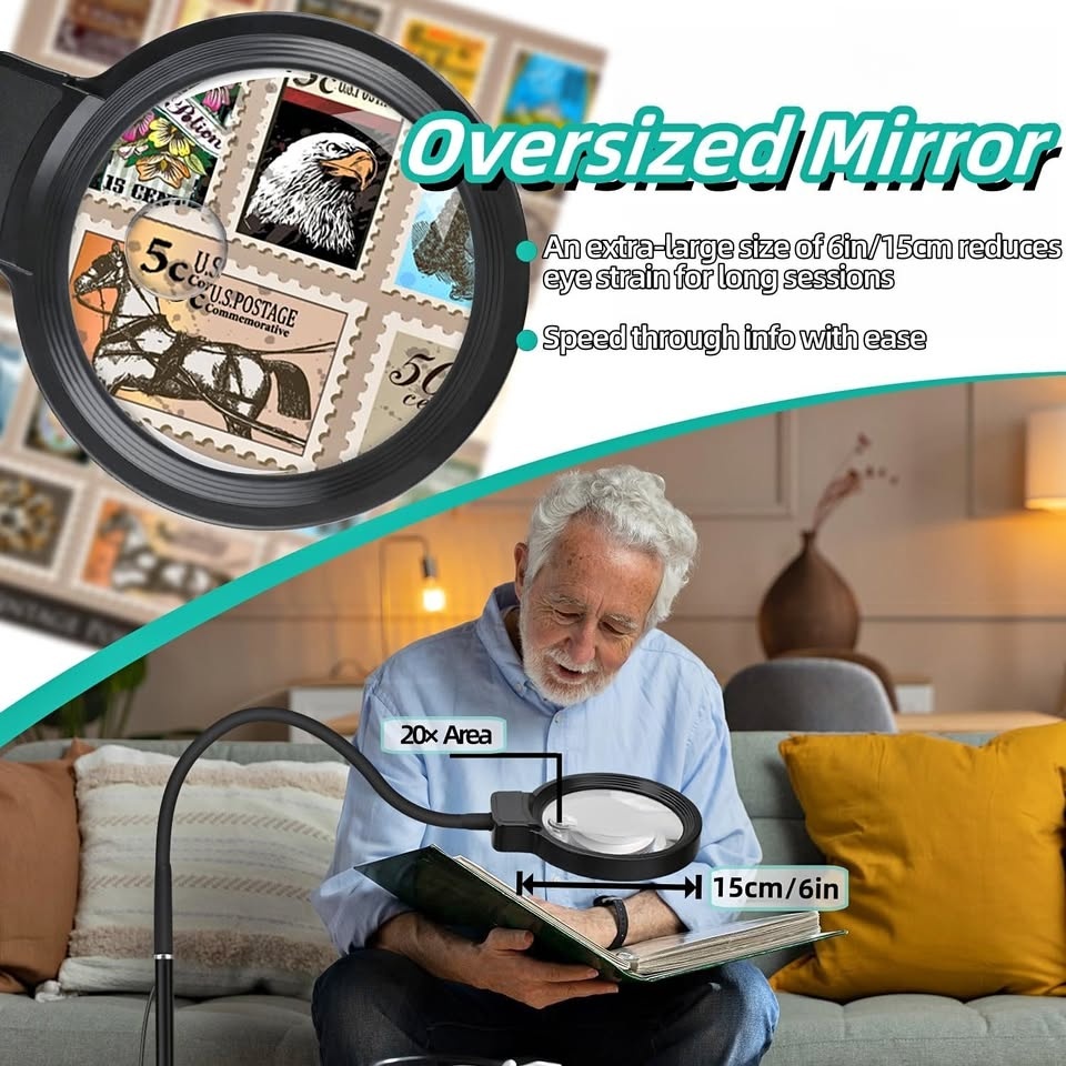 GOI 10X Magnifying Glass with Light and Stand