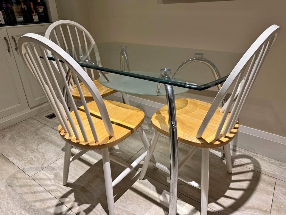 Modern Glass Dining Table with Storage