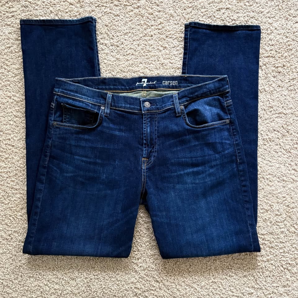 7 For All Mankind Carsen Men's Size 38 Straight Jeans Dark Indig - photo 2
