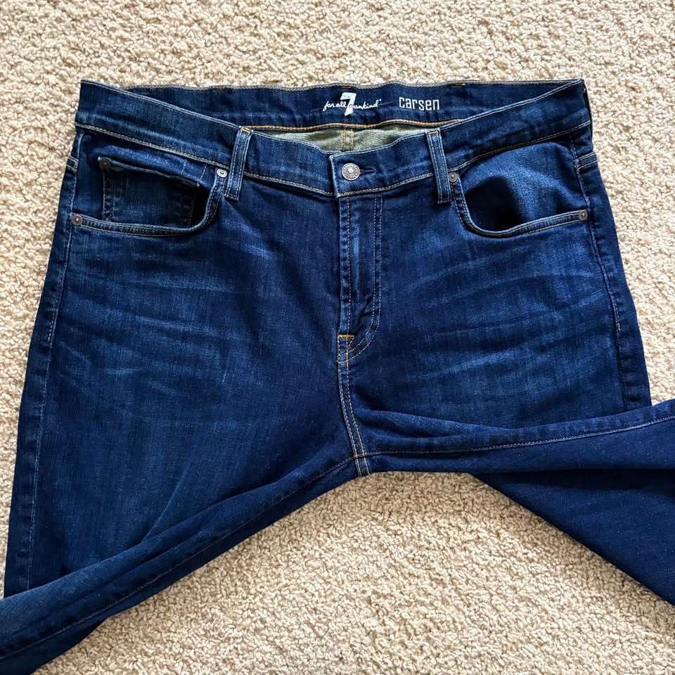 7 For All Mankind Carsen Men's Size 38 Straight Jeans Dark Indig - photo 3