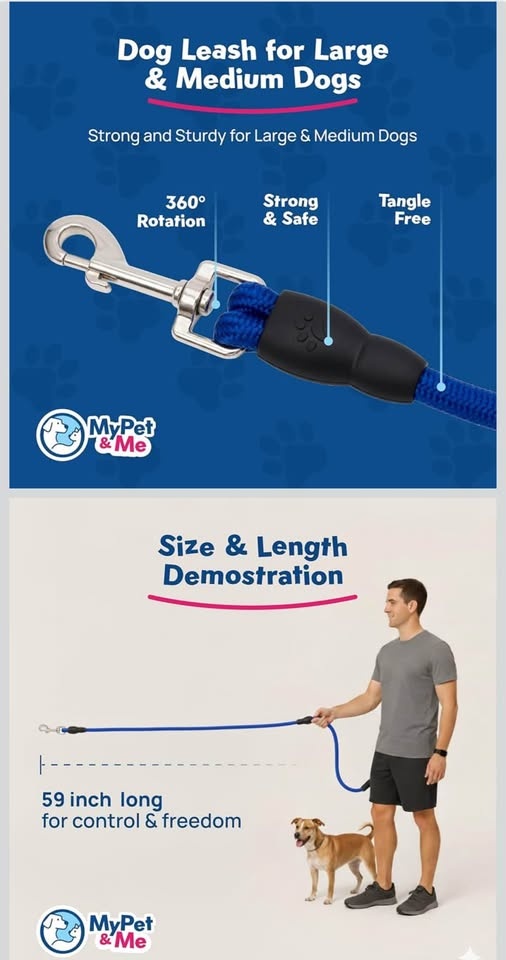 My pet & Me Dog Leash, Blue, Medium - photo 2