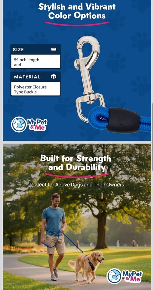 My pet & Me Dog Leash, Blue, Medium - photo 3