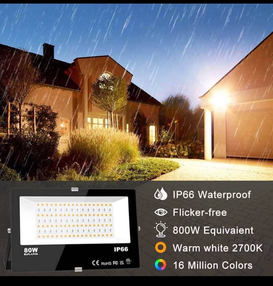2 Pack Smart LED Outdoor Floodlights (800W) - photo 2