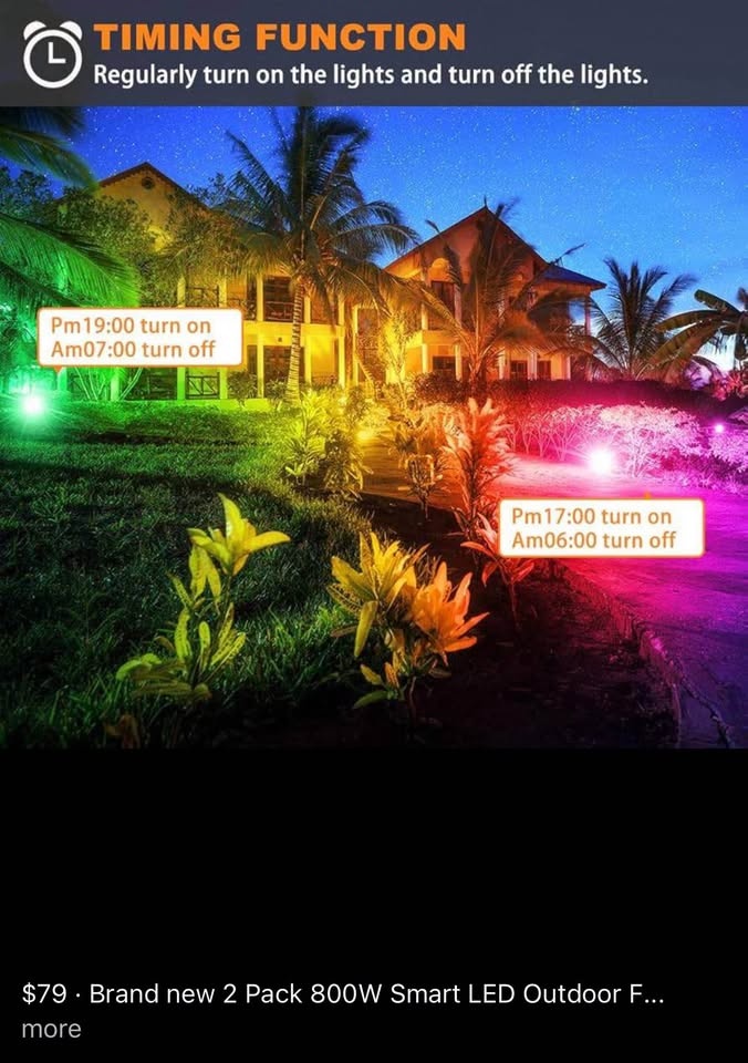 2 Pack Smart LED Outdoor Floodlights (800W) - photo 5