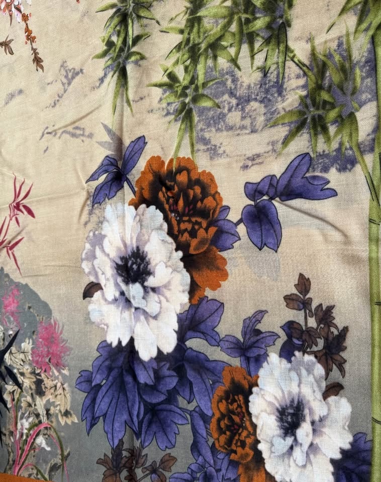 BRAND NEW Large Fashion Scarf - Flower & Bamboo Pattern - photo 2